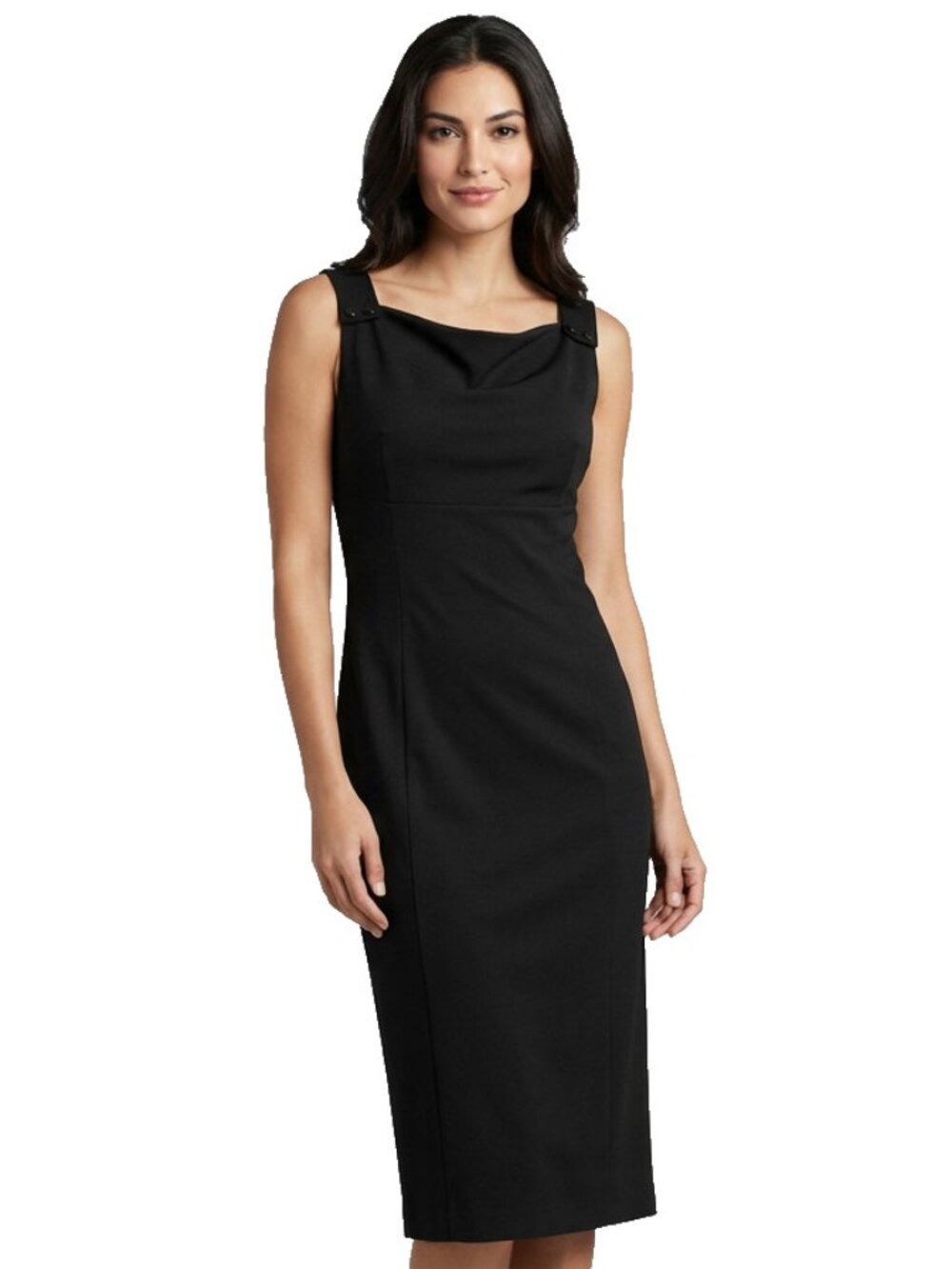 Isaac Mizrahi Black Dress Sz 12 Midi Sleeveless Bodycon Business Evening Party